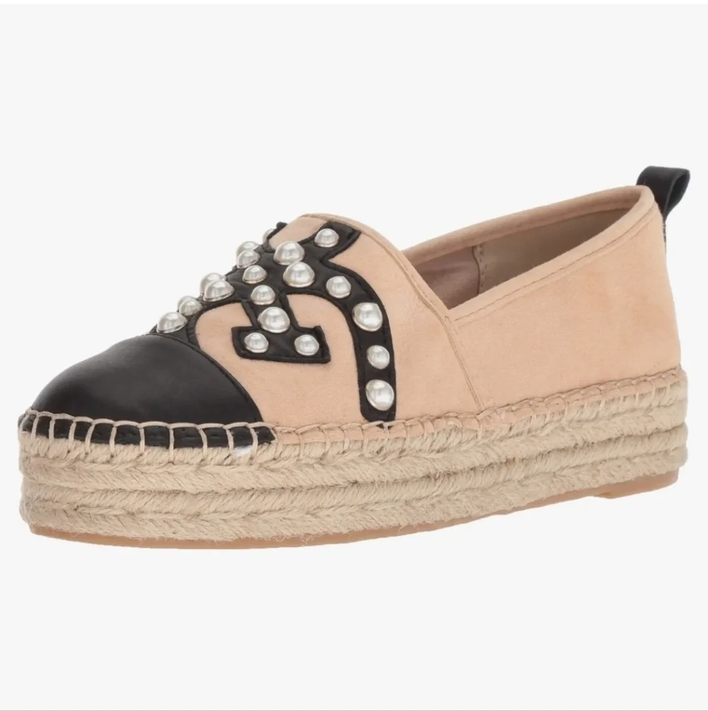Sam Edelman Celton Moccasins Size 8.5 Pearl Design Cap Toe Espadrille - Picture 12 of 13